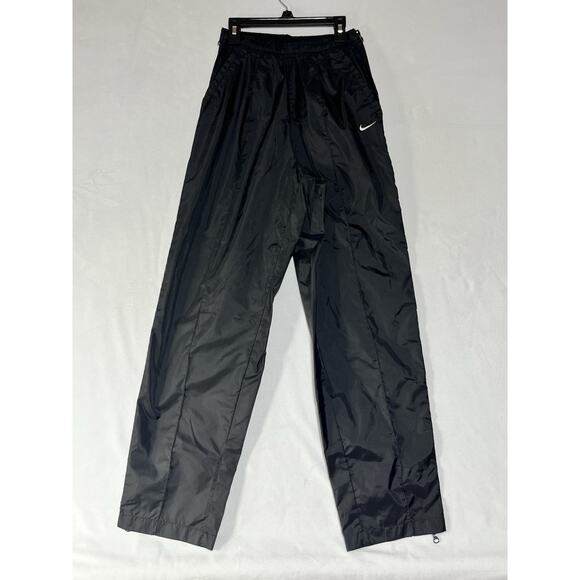Nike Track Pants Womens Medium Black Two Way Full Zip Pull On Nylon Wind 90s Y2K - Picture 1 of 13